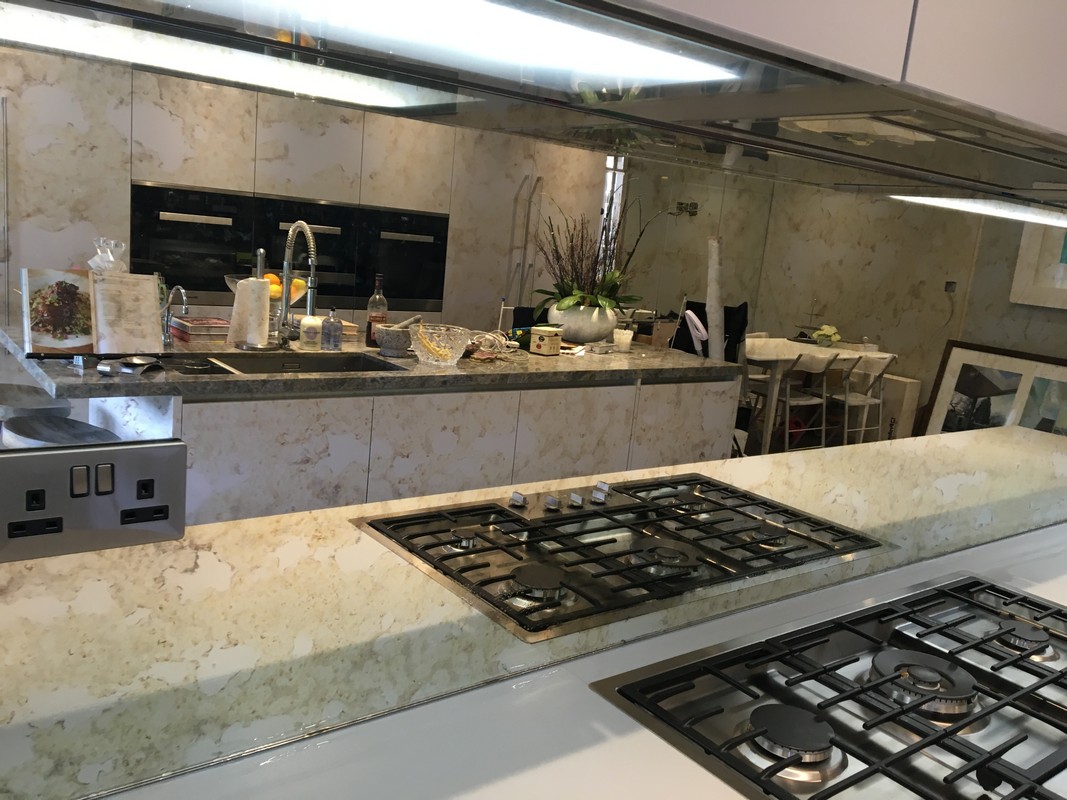 Mirror glass splashback in Maidenhead luxury kitchen